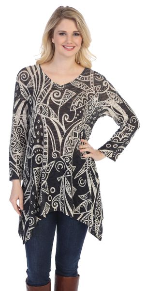 Jess & Jane Mystery Mixed Print Tunic-SS5-1199 | IC Collection | Unique ...