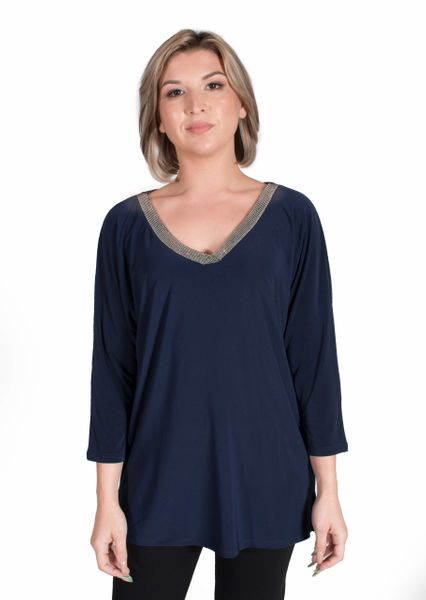 Vecceli Italy V Neck Embellished Top-MT1262 | IC Collection | Unique ...