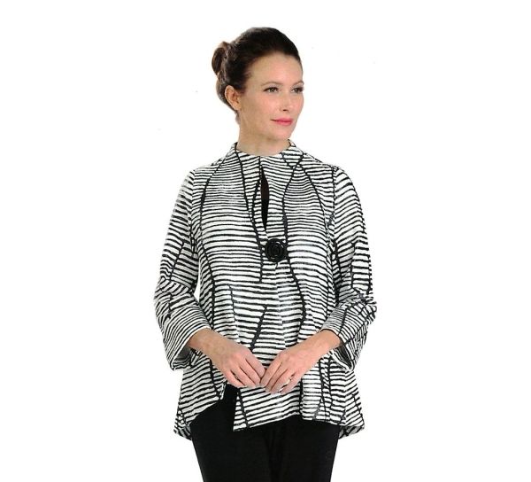 IC Collection Black & White Print Jacket-IC-3014J-W | IC Collection ...