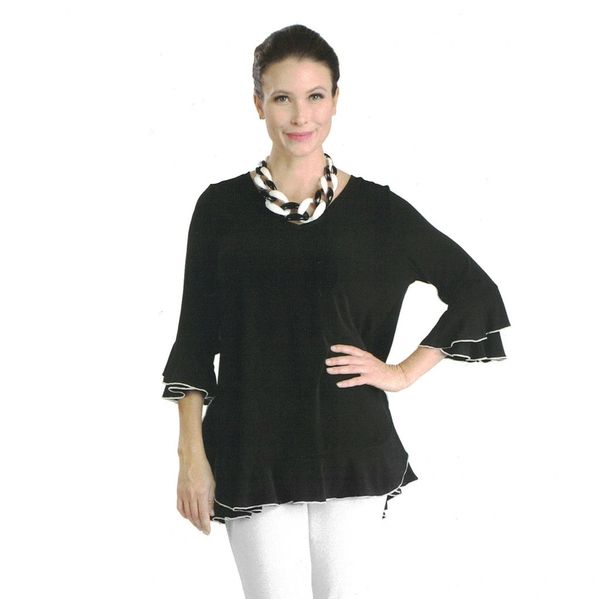 IC Collection Ruffle Sleeve Top-IC-3363T-B | IC Collection | Unique Apparel