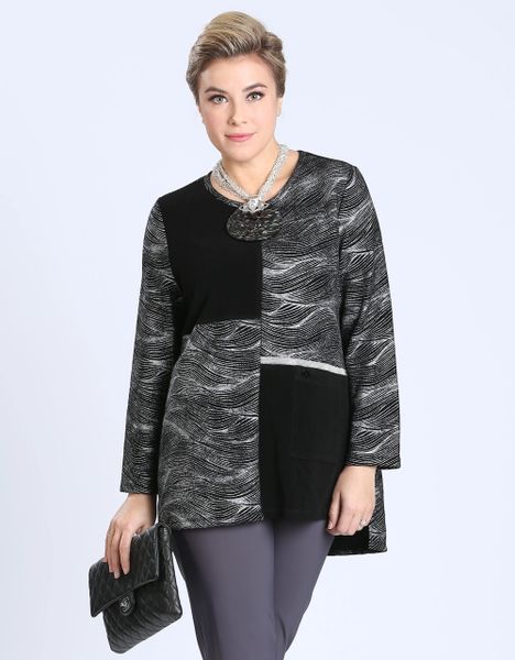 IC Collection Silver Stripe Shimmer Colorblock Tunic-IC-3493TX | IC ...
