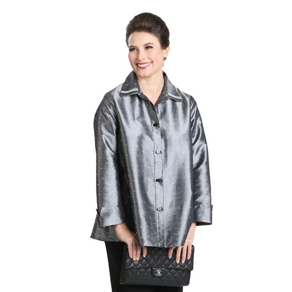 IC Collection Long Sleeve Silver Embroidered Button Up-IC-3484J | IC ...