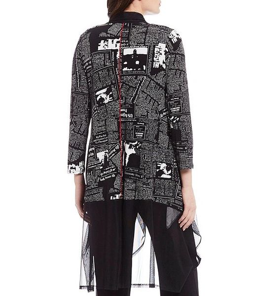 IC Collection Newspaper Print Fashion JacketIC1562J IC Collection Unique Apparel