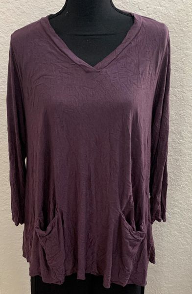 Comfy USA Crinkle Tissue Knit V-Neck Tunic-C640 | IC Collection ...