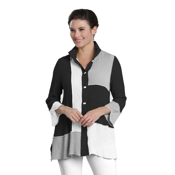 colorblock button down shirt women's