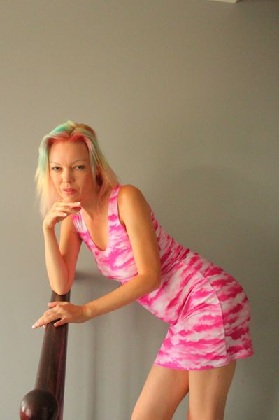 Pink Sexy Tie Dye Skimpy Mini Dress