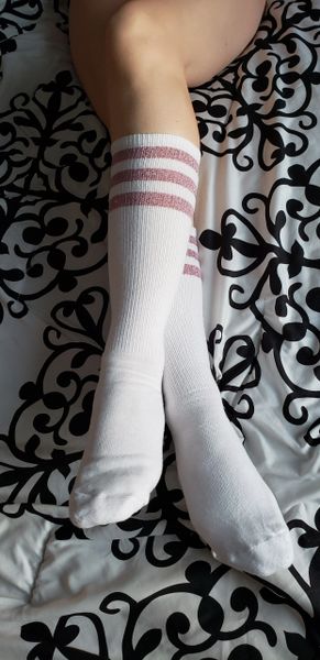 Well Worn Tight White & Pink Sparkle Socks
