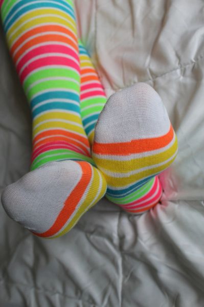 Worn Multi-Colored Striped Used Socks