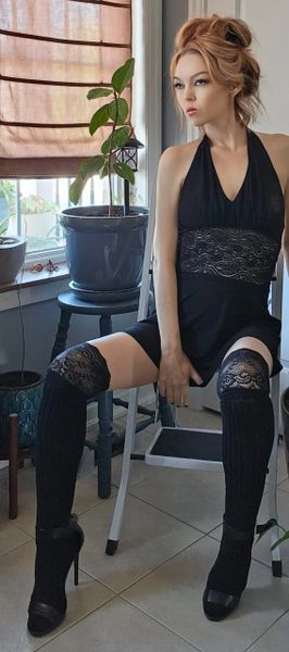 Well Worn Sexy Black Knee High Socks with Lace Trim