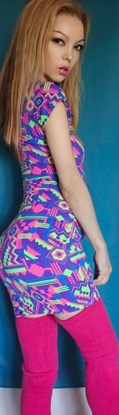 Vibrant Colourful Tight form Fitting Dress