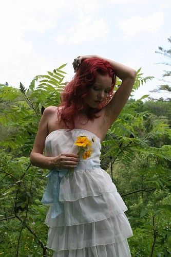 Pure White Beautiful Feminine Flowy Summer Dress with baby blue tie