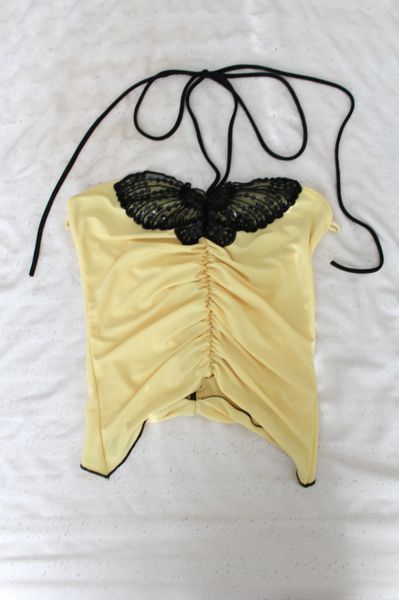 Yellow and Black Sexy Butterfly Top