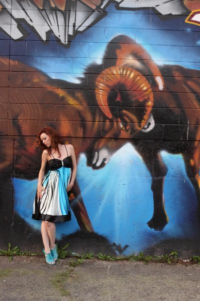 Blue Black and White Beautiful Dress