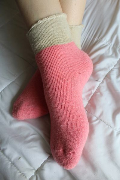 Well Worn Thick, Cozy, Comfy Pink Socks for foot fetish lovers !