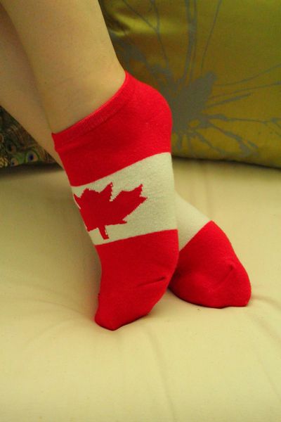Worn Red & White Ankle Socks