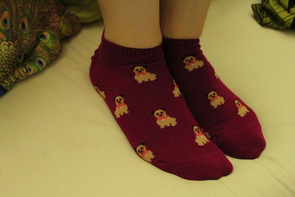 Worn Cute Burgundy Socks
