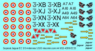 Sepecat Jaguar Ec 3 3 Armee De L Air 1 100 15mm Scale Decals