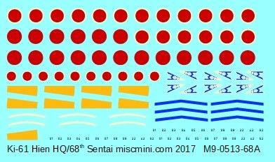 Ki-61 Hien Tony 68th Sentai 1/200 scale decals