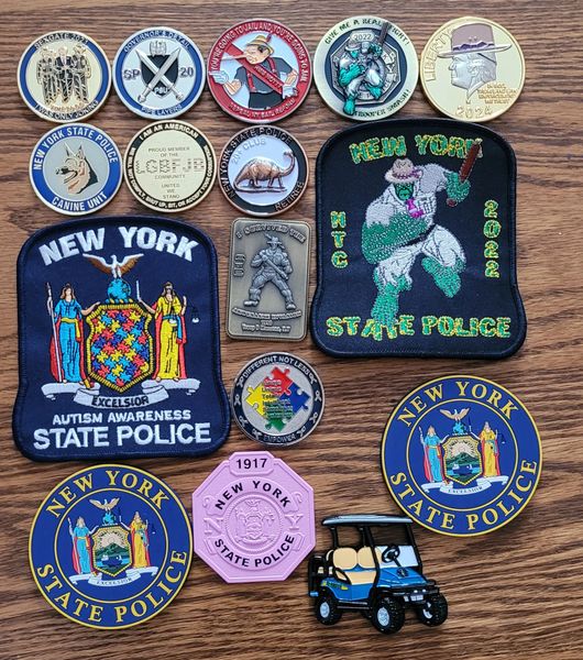 Black Friday 150.00 Special NYSP Coin and Patches etc. Reyes Police