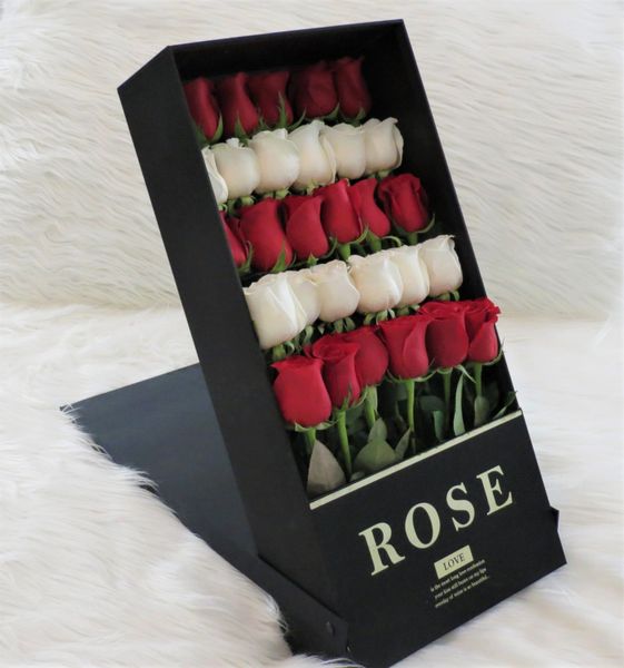 Luxury Black Folding and Standing Rose Gift Box - Natural ...