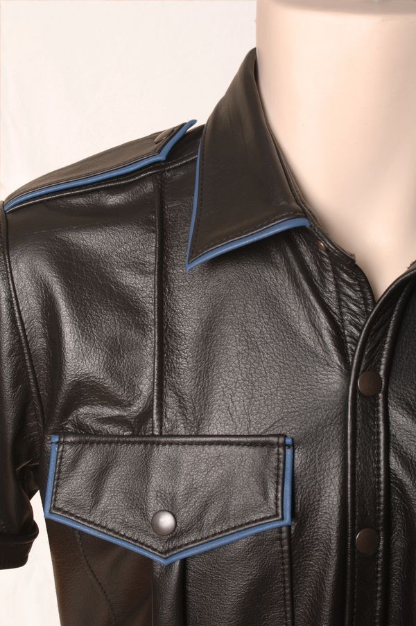 Mens Police Shirt, Pin Stripe Style 3 Ways PUNKuture Leather Sydney