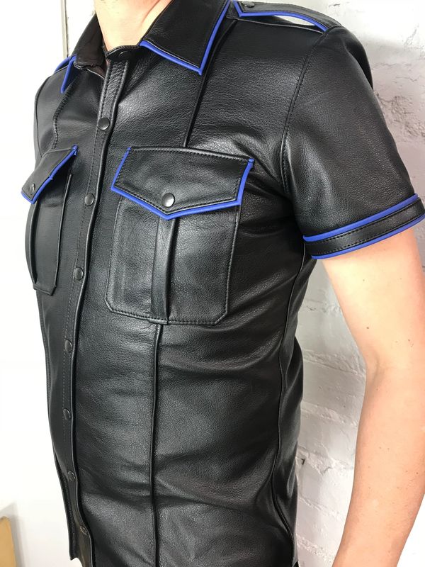 Mens Police Shirt, Pin Stripe Style 4 Ways PUNKuture Leather Sydney