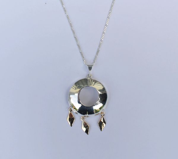 Silver Pendant with golden dangles