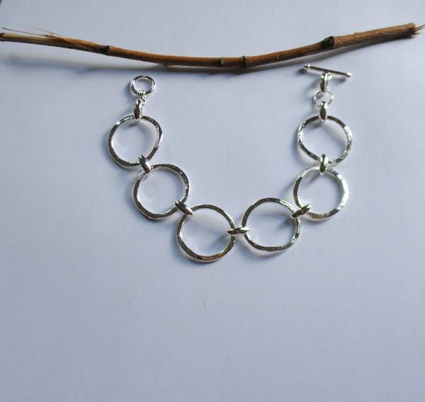 Hammered Silver Circle Bracelet