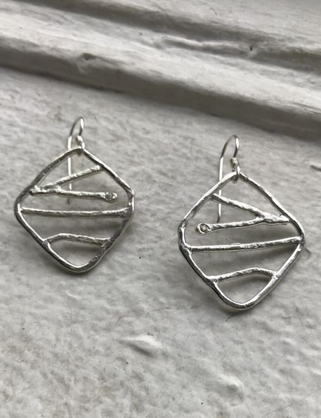 Tree Branch Earrings with small diamonds