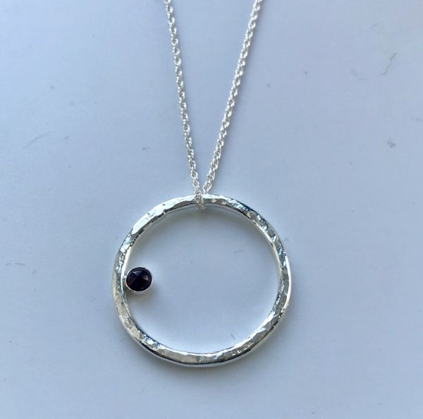 Silver Circle with Garnet