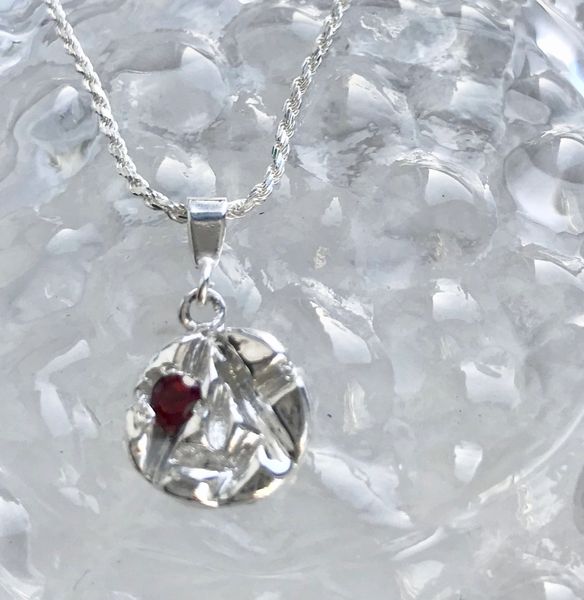 Ice Princess Pendant w Garnet