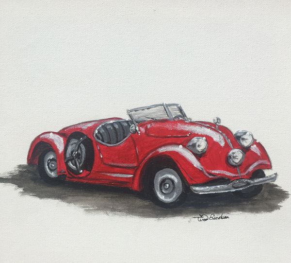 My little red roadster - Original painting