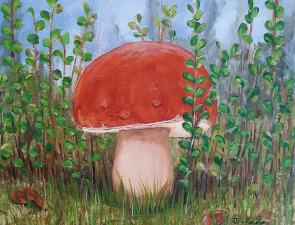 Mushroom original painting 11" x 14" | artist at heart