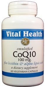 Co-Q-10 100 mg, Emulsified w/Lecithin & Alpha Lipoic Acid 60 caps