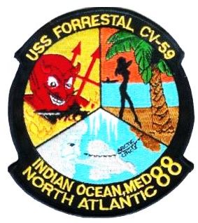 USS Forrestal CV-59 Indian Ocean, Med, North Atlantic 1988 Cruise patch