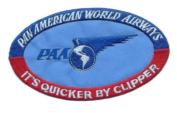 Pan American Airways "It's Quicker By Clipper" Luggage Label patch