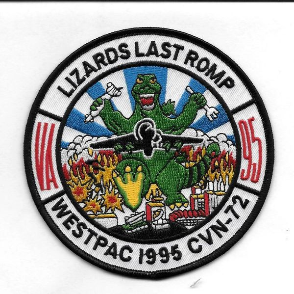 Navy Fighter Squadron VA-95 "Lizards Last Romp" Westpac 1995 CVN-72 patch