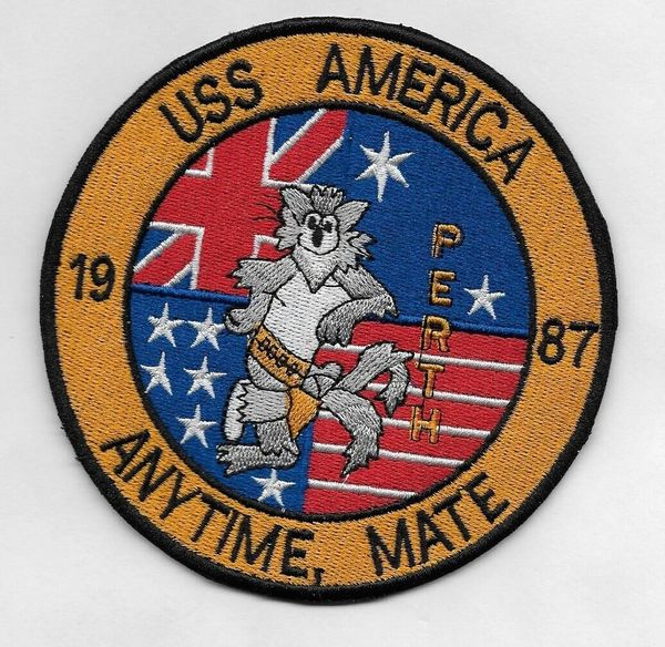 USS America "1987 - Anytime, Mate" patch.