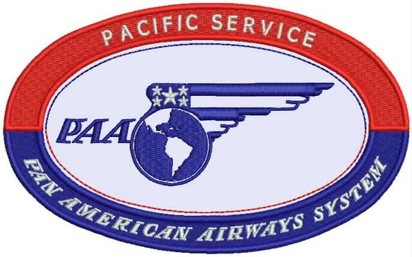 Pan American World Airways 1930's "Pacific Service" Luggage Label patch