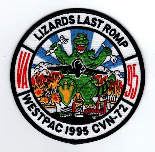 USS Abraham Lincoln CVN-72 "Westpac 1995 - Lizards Last Romp" patch.