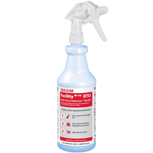 Maxim Facility+ RTU Effective against SARS-CoV-2 in 30 seconds β Contains hydrogen peroxide Effective against Staph and Salmonella enterica