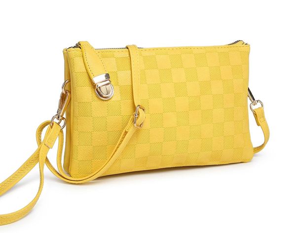 Double Zip Side Lock Dual Carry Handbag in Yellow - $26