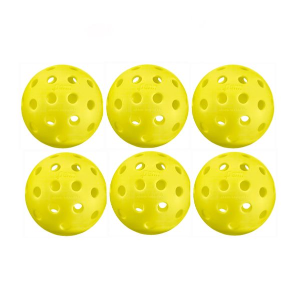 Bright Yellow Pickle Balls 6 Pack USAPA Paddle Ball Regulation Size Flynn Outdoor 40 Pickleball Balls A Great Addition for a Pickleball Set 