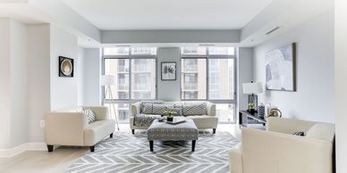 Ralph Lauren Rug, Modern Living Room Home Staging and Interior Design - Scarsdale  Realtor - Kay Bal