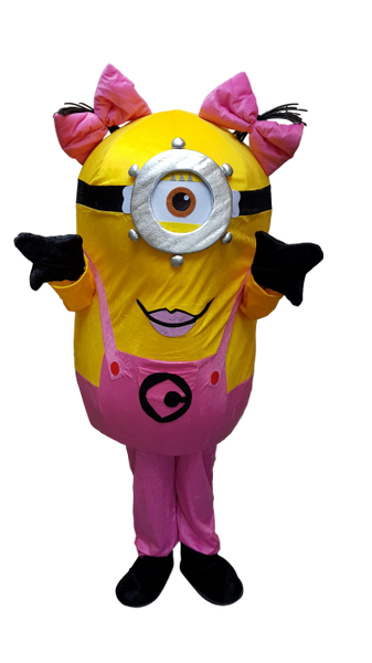 Mini Onion Pink Girl character Pro mascot fancy dress outfit 48hr/weekend Hire