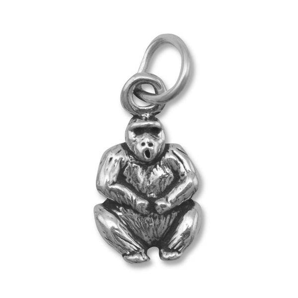 Oxidized Gorilla Sterling Silver Charm | flyingtutu,jewelry,handmade ...