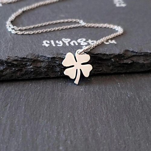 Sterling Silver Four Leaf Clover Charm Necklace  flyingtutu,jewelry,handmade  jewelry,sterling silver