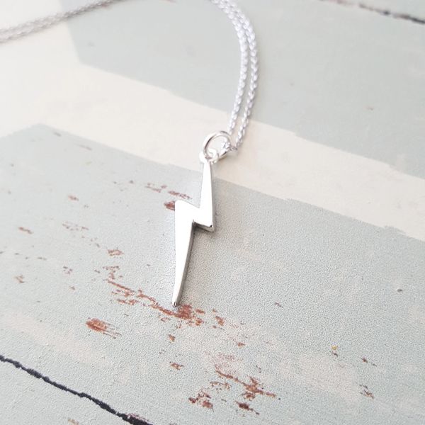 Sterling Silver Lightning Bolt Charm Necklace flyingtutu,jewelry