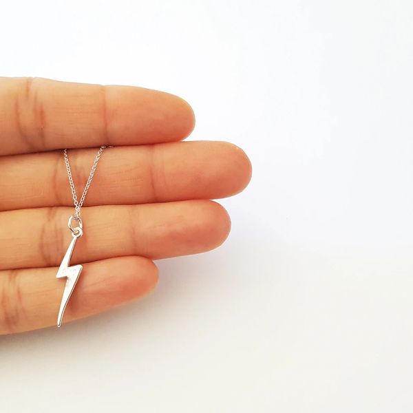 Sterling Silver Lightning Bolt Charm Necklace flyingtutu,jewelry
