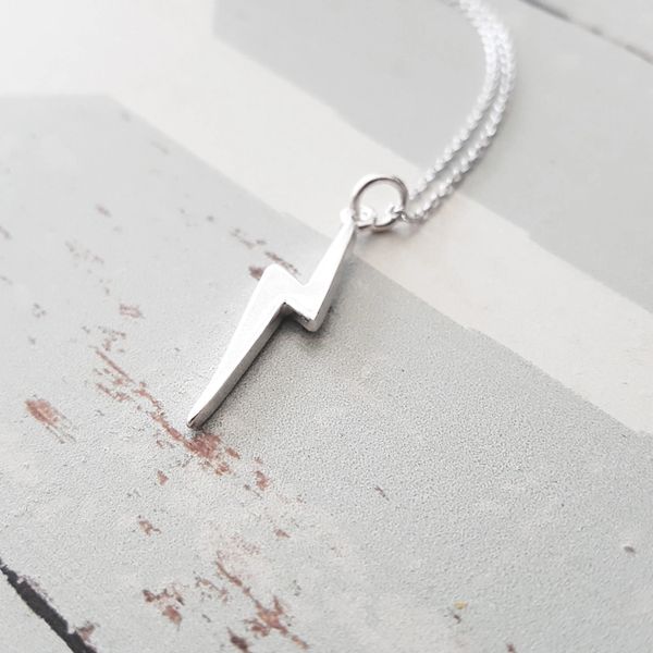 Sterling Silver Lightning Bolt Charm Necklace flyingtutu,jewelry